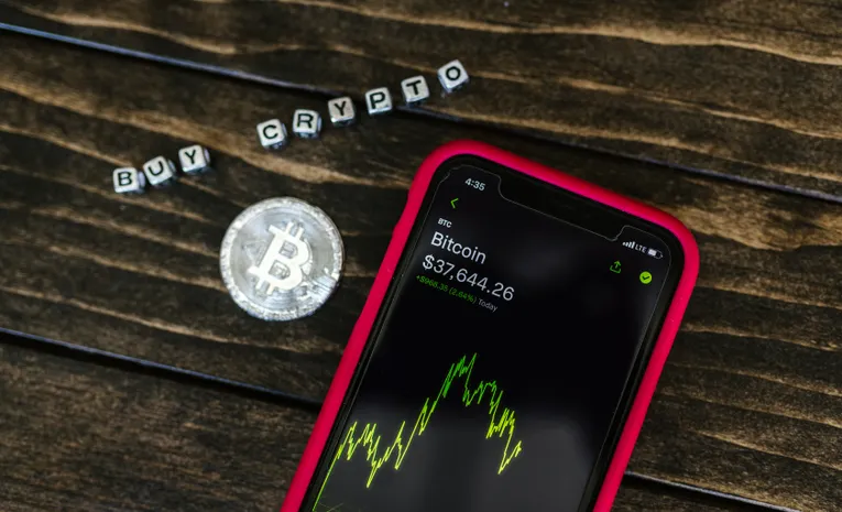 Bitcoin trading app on a smartphone screen