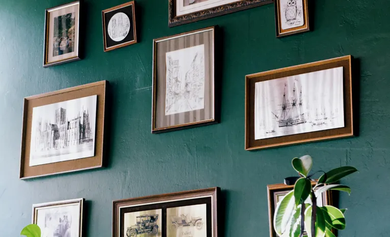 Picture frames hanging on a wall